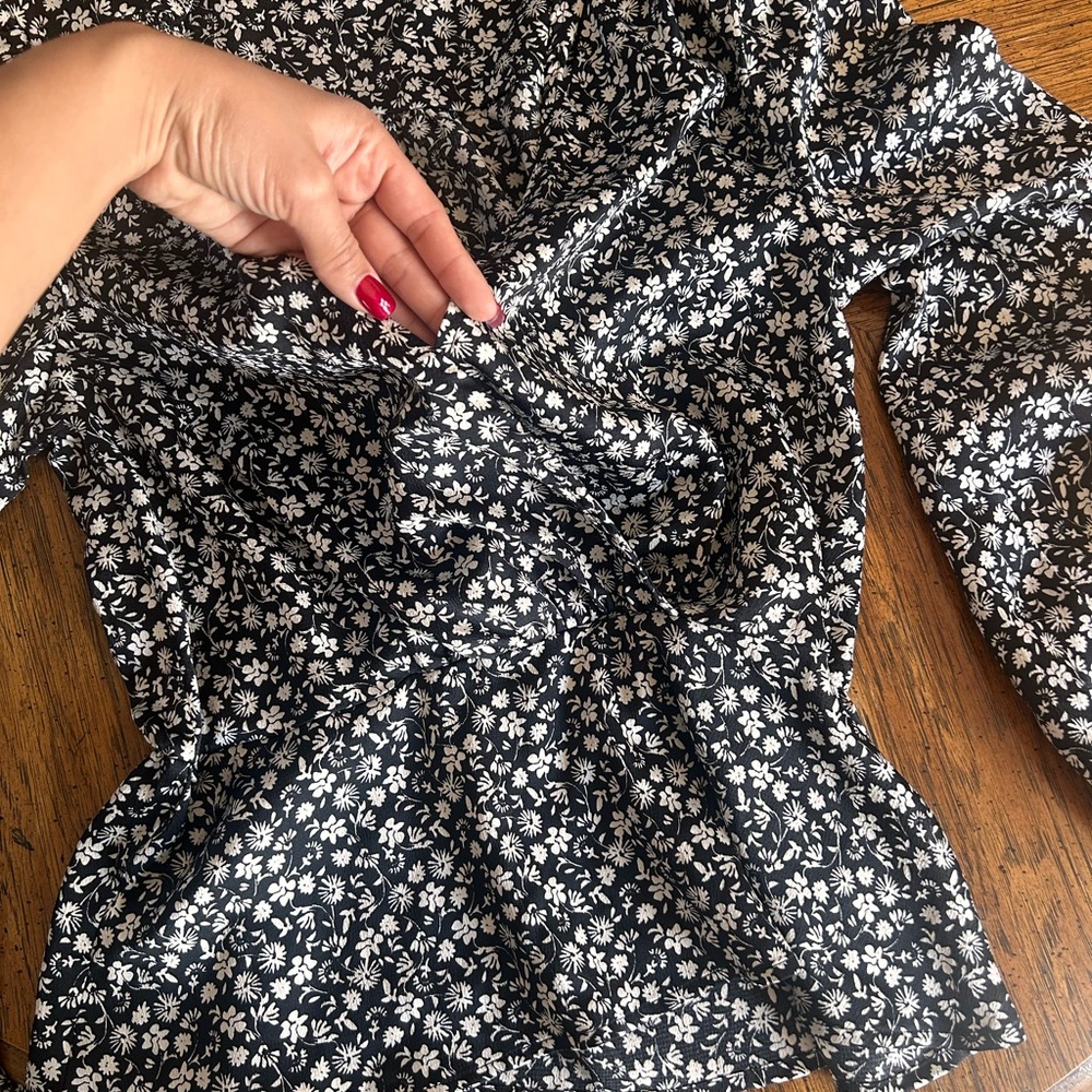 Lush Black and White Floral Blouse